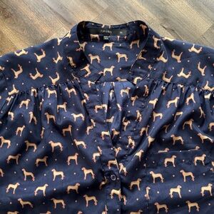 Mod Cloth Navy Dog Print Tunic Blouse